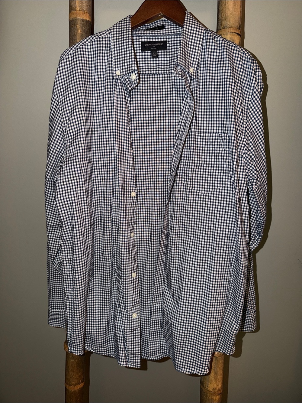 Banana Republic Men’s Navy & White Check Button-Down Shirt